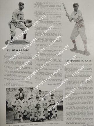 AFICHE ANTIGUO. EQUIPO DE BEISBOL SAN JOSE 1912 BREVE NOTA /DEPORTES