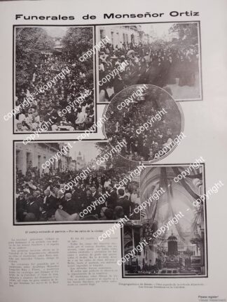 AFICHE ANTIGUO. FUNERALES DEL OBISPO JOSE DE JESUS ORTIZ RODRIGUEZ 1912 /SACERDOTES RELIGION