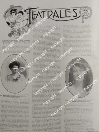 AFICHE ANTIGUO. NOTA. PIANISTAS JULIA BAL DE ZUÑIGA Y ESMERALDA CERVANTES 1912 MUSICOS
