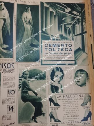 CARTEL PUBLICIDAD ANTIGUA. CEMENTO TOLTECA 1932 POR. CARLOS TEJEDA /DOLORES DEL RIO