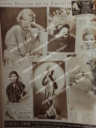 AFICHE ANTIGUO. KAREN MORLEY, CAROLE LOMBARD, ANNA STEN Y MAS 1932 /ARTISTAS ACTRICES /CINE