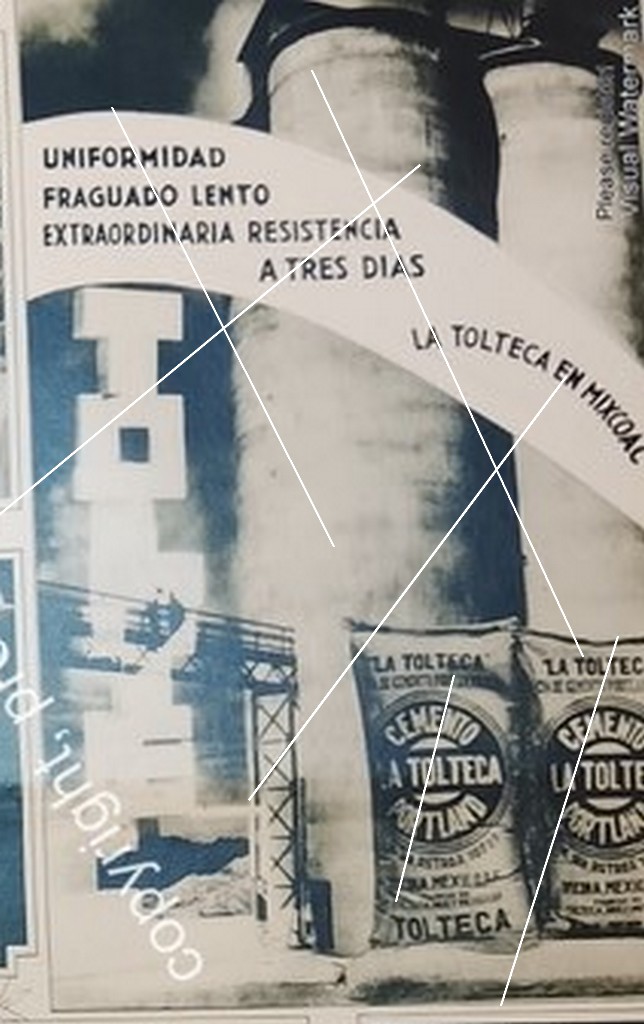AFICHE ANTIGUO. CEMENTOS TOLTECA PLANTA DE MIXCOAC 1932