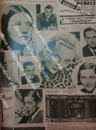 AFICHE ANTIGUO. ARTISTAS DE CINE DE 1932 ETC