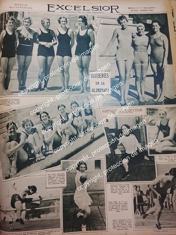 AFICHE ANTIGUO. MUJERES EN LAS OLIMPIADAS DE 1932 / DEPORTISTAS