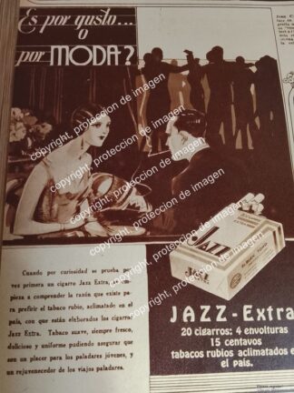 AFICHE ANTIGUO. CIGARROS JAZZ EXTRA. EL BUEN TONO. DIBUJO DE RAFAEL MEDINA DE LA VEGA 1932 /RARO