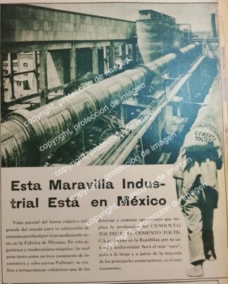AFICHE ANTIGUO. CEMENTOS TOLTECA Y SU PLANTA DE MIXCOAC, HORNO NUEVO 1932