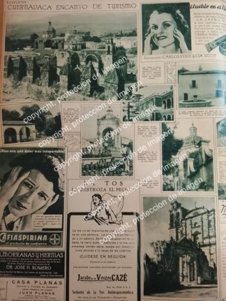 AFICHE ANTIGUO. LUGARES DE CUERNAVACA, FOTOS DE LUIZ MARQUEZ 1933