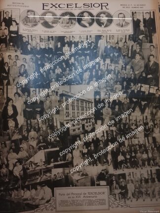 PORTADA ANTIGUA. 16 ANIVERSARIO DEL DIARIO EXCELSIOR, TODOS JUNTOS 1933