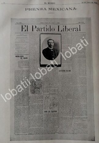 GRABADO ANTIGUO 1895 PERIODICO EL PARTIDO LIBERAL / PERIODISMO