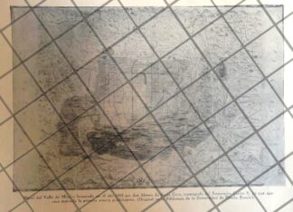 GRABADO ANTIGUO 1938. PLANO VALLE DE MEXICO AÑO 1555