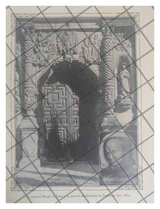 GRABADO ANTIGUO PUERTA DE CATEDRAL DE ZACATECAS 1938