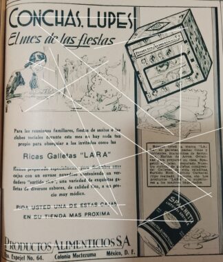 AFICHE ANTIGUO. CONCHAS LUPE. PRODUCTOS ALIMENTICIOS S.A 1932 /RARO (GALLETAS PASA)