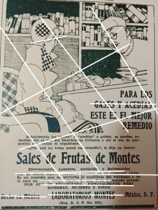 AFICHE ANTIGUO. SALES DE FRUTAS DE MONTES 1932 LABORATORIOS MONTES S.A SUPER RARO 10+