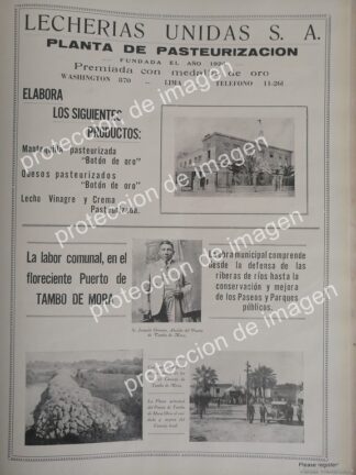 PUBLICIDAD ANTIGUA DE PERU. LECHERIAS UNIDAS S.A Y JOAQUIN ORMEÑO 1936