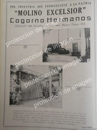 AFICHE ANTIGUO DE PERU, MOLINO EXCELSIOR, COGORNO HNOS. 1936 /RARO