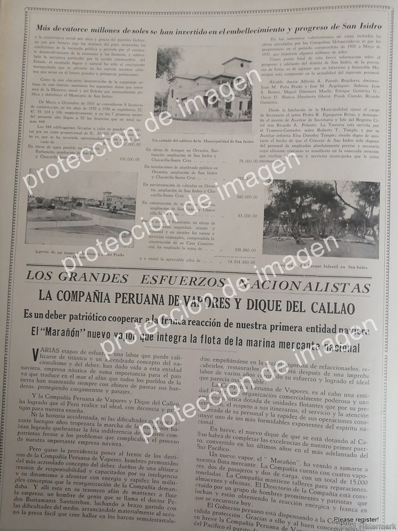 AFICHE ANTIGUO, ALFREDO C. PARODI Y OBRAS EN SAN ISIDRO, LIMA, PERU 1936 - Imagen 2