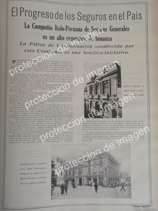 AFICHE ANTIGUO, CIA. DE SEGUROS ITALO PERUANA 1936, PERU