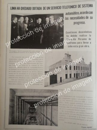 AFICHE ANTIGUO, CIA PERUANA DE TELEFONOS INAUGURA CENTRAL 1936 (TELEFONICA DEL PERU )