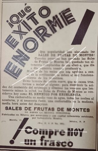 AFICHE ANTIGUO. SALES DE FRUTAS DE MONTES 1932 LABORATORIOS MONTES S.A SUPER RARO 10+ 2