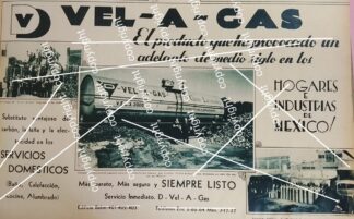 AFICHE ANTIGUO. COMPAÑIA DE GAS. VEL-A-GAS 1938 SUPER RARO