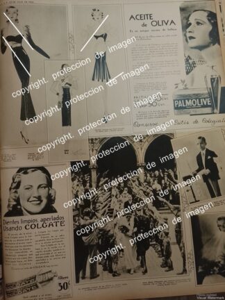 AFICHE  ANTIGUO, DIBUJOS DE JANET GAYNOR DE MODA / COLGATE PALMOLIVE Y MAS 1933