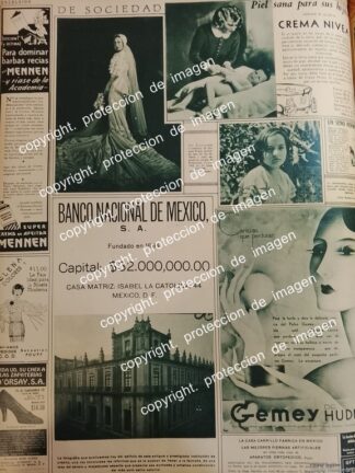 AFICHE ANTIGUO, BANCO BANAMEX, COMETICOS GEMEY HUDNUT 1933 Y MAS