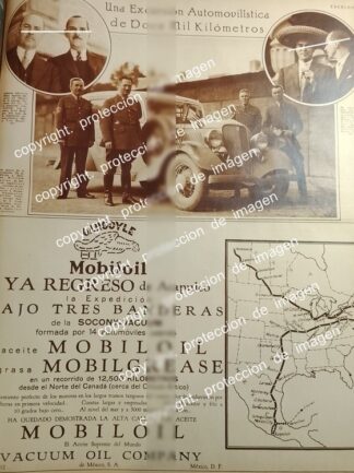 AFICHE ANTIGUO CARRERA DE AUTOS, RALLY MOBIL OIL SOCONY BACUUM 1933 TRES PAISES. SUPER RARO