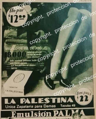 AFICHE PUBLICIDAD ANTIGUA ZAPATERIA LA PALESTINA 1933 TIENDAS /MUY RARO