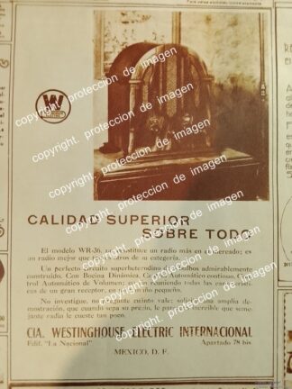 PUBLICIDAD ANTIGUA RADIOS WESTINGHOUSE WR-36 1933 / N3