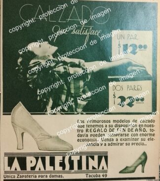 AFICHE PUBLICIDAD ANTIGUA ZAPATERIA LA PALESTINA 1933 TIENDAS /MUY RARO n4