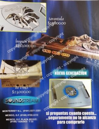 Cartel publicitario vintage. AMPLIFICADORES SOUNDSTREAM DAVINCI, TARANTULA, HUMAN REIGN 2007