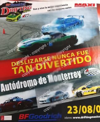 Afiche de publicidad retro. CONCURSO DE ARRANCONES BF GOODRICH 2008 AUTODROMO MONTERREY /AUTOS