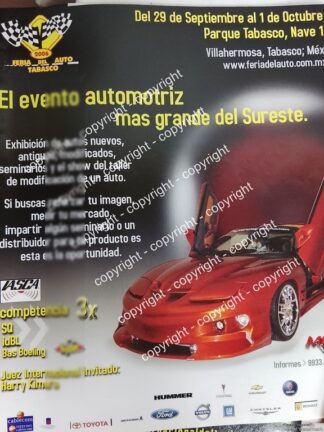 Afiche de publicidad retro. FERIA DEL AUTO, TABASCO 2006 EXPO AUTOS