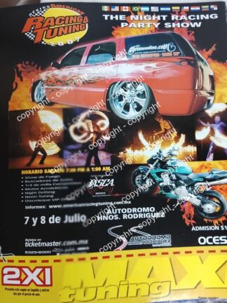 Afiche publicitario retro. EVENTO AMERICAN RACING & TUNING 2007. AUTODROMO HNOS. RODRIGUEZ / AUTOS