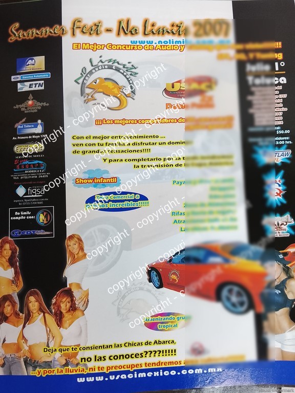 Afiche publicitario retro. Concurso de Car audio. Summer fest no limits 2007 /Autos / Raro