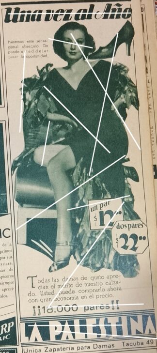 AFICHE PUBLICIDAD ANTIGUA ZAPATERIA LA PALESTINA 1933 TIENDAS /MUY RARO 3